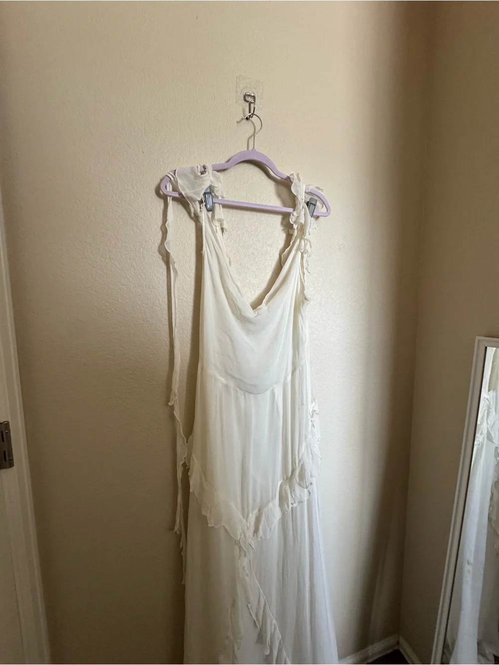 Seni‎ Moto Ozun Maxi Dress Sz L Ivory Ruffle Dreamy Romantic NEW